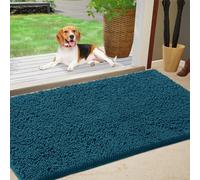 IM HOME Chenille Absorbent Outdoor Doormat 48" x 30", Washable Muddy Door Mats for Dog Non Slip Indoor Doormat Dog Mat for Muddy Paw Front Inside Doormats for Entryway Teal Blue
