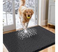 IM HOME Dog Door Mats for Muddy Paws, 30" X 20" Chenille Absorbent Doormat, Non Slip Heavy Dog Rugs for Muddy Paws, Soft Indoor Door Mat for Entryway, Mud Paw, Inside Floor, Dark Grey