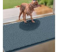 IM HOME Extra Large Dusty Blue Muddy Door Mats for Dogs, Chenille Absorbent Dog Mat, Non Slip Heavy Indoor Door Mat, Soft Dog Bed Mat Front Inside Door Mat for Entryway, Mud Paws, 71" x 25"