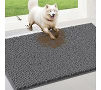IM HOME Extra Large Grey Muddy Door Mats for Dogs, Chenille Absorbent Dog Mat, Non Slip Heavy Indoor Door Mat, Soft Dog Bed Mat Front Inside Door Mat for Entryway, Mud Paws, 60" x 36"