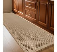 IM HOME Waffle Bath Mat Beige 5'x2', Boho Woven Modern Bath Mat Rugs, Absorbent Non Slip Bathroom Rugs, Soft Washable Bath Rugs with Tassels for Bathroom, Bedroom, Kitchen, Shower, Tub