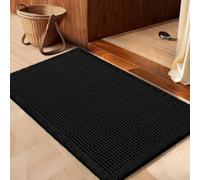 IM HOME Waffle Bath Mat Black 32"x20", Boho Woven Modern Bath Mat Rugs, Absorbent Non Slip Bathroom Rugs, Soft Washable Bath Rugs with Tassels for Bathroom, Bedroom, Kitchen, Shower, Tub