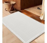 IM HOME Waffle Bath Mat White 32"x20", Boho Woven Modern Bathroom Rug Mat, Absorbent Non Slip Bathroom Floor Mat, Soft Washable Bath Rugs with Tassels for Bathroom, Bedroom, Kitchen, Shower, Tub