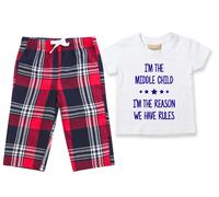 I'm In The Middle I'm The Reason We Have Rules Pyjamas Children Tartan Trouser Bottoms Pyjama Set 60 SECOND MAKEOVER Red 5-6 Years