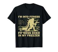I'm Into Fitness Bigfoot Sasquatch Deer Hunting Flag US Camo T-Shirt