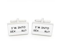 I'M INTO S..X RU? Cufflinks - Onyx Art CK365 Adult Naughty Cheeky Funny Gift In Premier Life Packaging