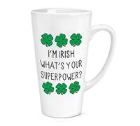 I'm Irish What's Your Superpower Shamrock 17oz Large Latte Mug Cup