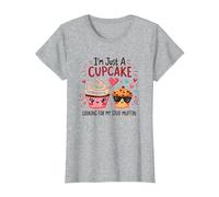 Im Just A Cupcake Looking for My Stud Muffin Sweet Love T-Shirt, Women, Heather Grey, XL