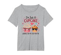 Im Just A Cupcake Looking for My Stud Muffin Sweet Love T-Shirt, Women's Plus, Heather Grey, 1X