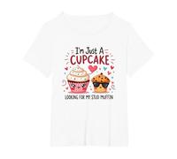 Im Just A Cupcake Looking for My Stud Muffin Sweet Love T-Shirt, Women's Plus, White, 1X
