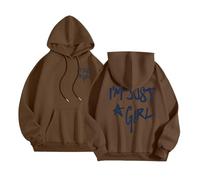 I'M Just A Girl Casual Hoodies for Women Y2K with Hood Hooded Clothes 2025 Trendy Loose Fitting Graphic Letter Pullover Hoodies Workou Plain University Fall Thin Loose Fit Coffee