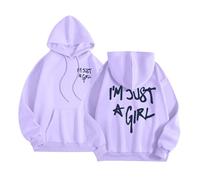 I'M Just A Girl Casual Hoodies for Women Y2K with Hood Hooded Clothes 2025 Trendy Loose Fitting Graphic Letter Pullover Hoodies Workou Plain University Fall Thin Loose Fit Purple