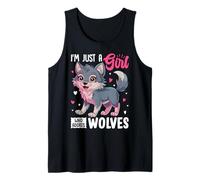 I'm Just A Girl Who Adores Wolves Cute Cartoon Wolf Pup Tank Top