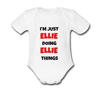 I'M JUST ELLIE DOING ELLIE THINGS Unique Baby Name Vest Grow Babygrow Bodysuit Customise Yourself Change the Name & Colour