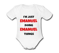I'M JUST EMANUEL DOING EMANUEL THINGS Unique Baby Name Vest Grow Babygrow Bodysuit