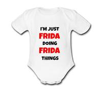 I'M JUST FRIDA DOING FRIDA THINGS Unique Baby Name Vest Grow Babygrow Bodysuit Customise Yourself Change the Name & Colour