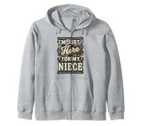 I'm Just Here for My Niece Retro Design Zip Hoodie
