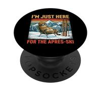 I'm Just Here For The Apres Ski Funny Fat Cat PopSockets Adhesive PopGrip