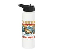 I'm Just Here for The Apres Ski Funny Fat Cat Stainless Steel Insulated Water Bottle