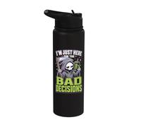 Im Just Here for The Bad Decisions Grim Reaper Sarcasm Stainless Steel Insulated Water Bottle