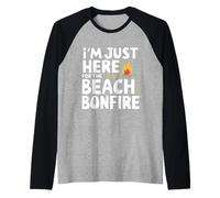 I'm Just Here for The Beach Bonfire Ocean Sunset Campfire Raglan Baseball Tee