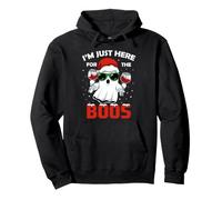 Im Just Here For The Boos Christmas Pajama Ghost Santa Hat Pullover Hoodie