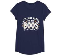 Im Just Here for The Boos Halloween Ghost Lovers T-Shirt, Girls, Navy, XS