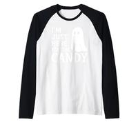 I'm Just Here for The Candy Funny Low Budget Costume Raglan Baseball Tee