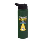 I'm Just Here for The Coffee UFO Abduction Funny Stainless Steel Insulated Water Bottle