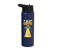 I'm Just Here for The Coffee UFO Abduction Funny Stainless Steel Insulated Water Bottle