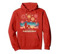 I'm Just Here For The Fireworks Pullover Hoodie, Adult Unisex, Red, XL