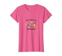 I'm Just Here for The Food and Drinks Funny Party T-Shirt, Women, Pink Heather, L