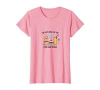 I'm Just Here for The Food and Drinks Funny Party T-Shirt, Women, Pink, S