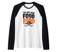 I'm Just Here for The Food Sports Snacks Fan Humor Raglan Baseball Tee, Men, Black/White, L