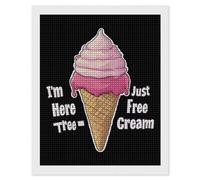 Im Just Here for The Free Ice Cream Diamond Painting Kit for Adults Full Drill Square Diamond Wall Art Pictures Decor 16"x20"