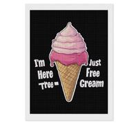 Im Just Here for The Free Ice Cream Diamond Painting Kit for Adults Full Drill Square Diamond Wall Art Pictures Decor 12"x16"