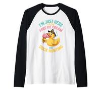 I'm Just Here for The Free Ice Cream & Duck Hunting Raglan Baseball Tee