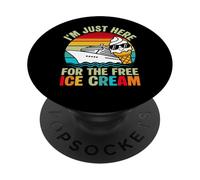 I'm Just Here For The Free Ice Cream Funny Cruise Trip PopSockets Adhesive PopGrip