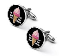 Im Just Here For The Free Ice Cream Shirt Cufflinks Round Cuff Links for Business Wedding Party Father's Day Gift 2.0cm