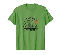 Im Just Here for The Plot Twist Bookworm Reading T-Shirt, Men, Grass, S