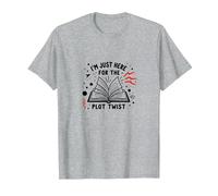 Im Just Here for The Plot Twist Bookworm Reading T-Shirt, Men, Heather Grey, 3XL