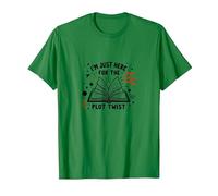 Im Just Here for The Plot Twist Bookworm Reading T-Shirt, Men, Kelly Green, S