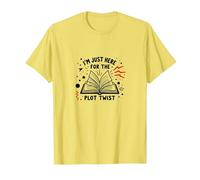 Im Just Here for The Plot Twist Bookworm Reading T-Shirt, Men, Lemon, S