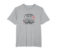 Im Just Here for The Plot Twist Bookworm Reading T-Shirt, Men's Big and Tall, Heather Grey, 2X Tall