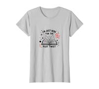Im Just Here for The Plot Twist Bookworm Reading T-Shirt, Women, Silver, XXL