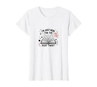 Im Just Here for The Plot Twist Bookworm Reading T-Shirt, Women, White, L