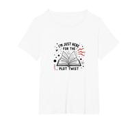 Im Just Here for The Plot Twist Bookworm Reading T-Shirt, Women's Plus, White, 6X