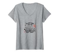 Im Just Here for The Plot Twist Bookworm Reading V-Neck T-Shirt, Women, Heather Grey, S