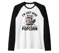 I'm Just Here for The Popcorn Raccoon Trash Panda Raglan Baseball Tee