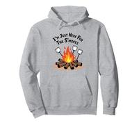 I'm Just Here For The S'mores Campfire Humor Pullover Hoodie, Adult Unisex, Heather Grey, S